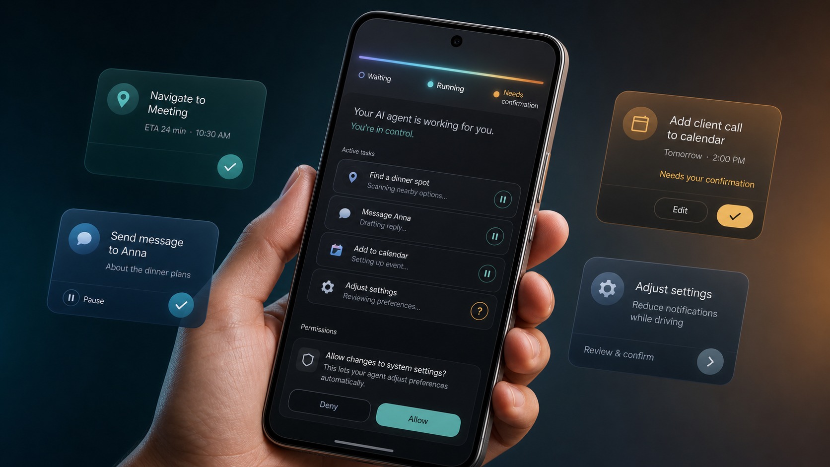 Android Halo ووكيل الهاتف بالذكاء الاصطناعي: لماذا قد يصبح شريط الحالة مركز الثقة؟