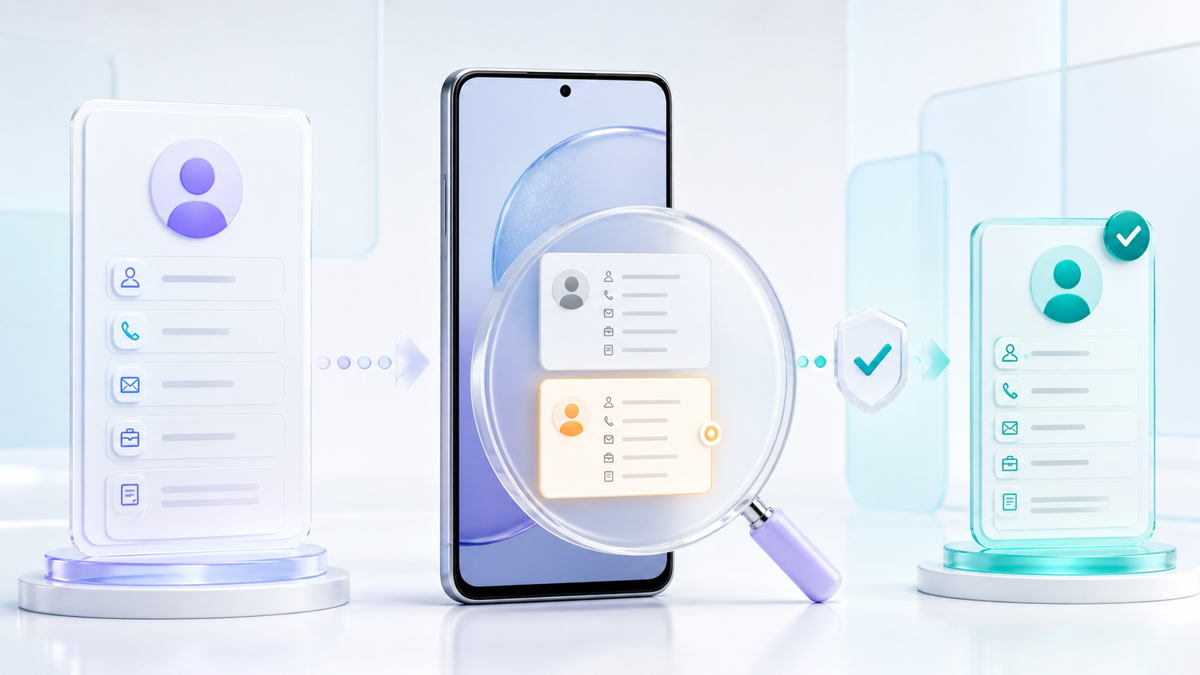 FoneClaw에서 Android 연락처 후보를 검토하고 중복 확인 후 승인하는 화면