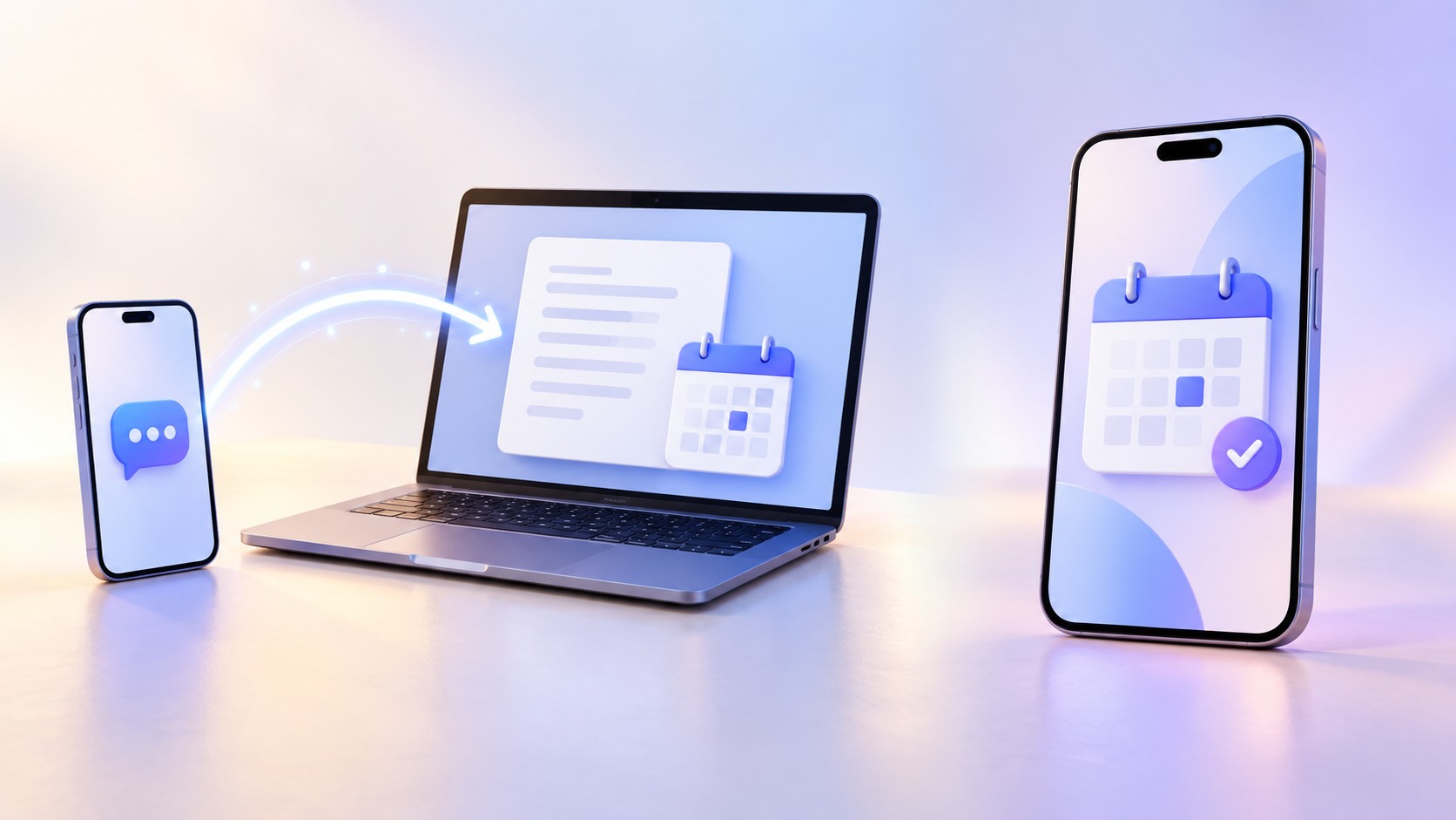 Schaubild mit einem Smartphone als Zugang zu einem verbundenen Computer und einem zweiten Smartphone für Aktionen direkt auf Android
