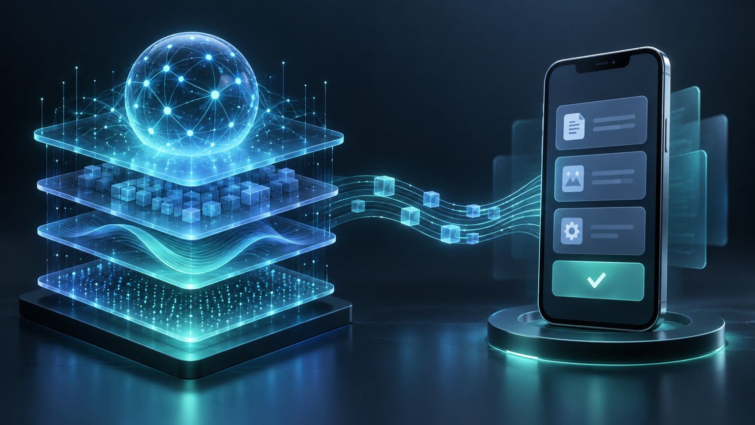 Android-Smartphone mit Phone-Agent-Ablauf neben einem abstrakten Tencent-Hunyuan-Hy4-Modellstack und sichtbarer Freigabe