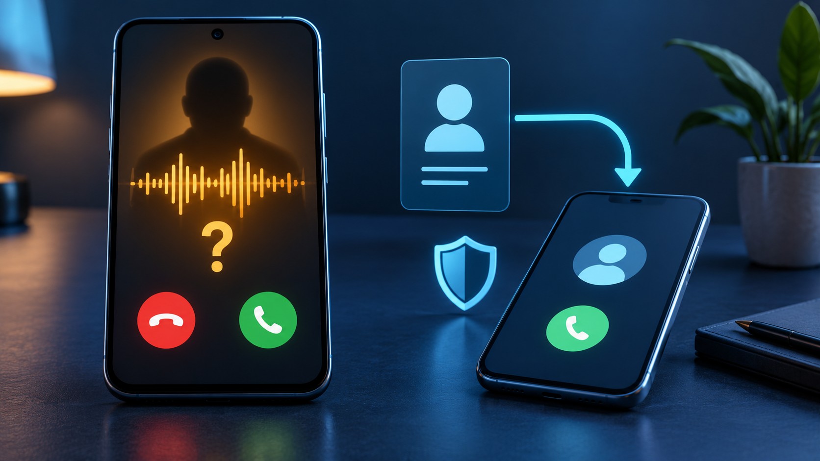 Illustration zur unabhängigen Identitätsprüfung bei einem verdächtigen Anruf auf Android