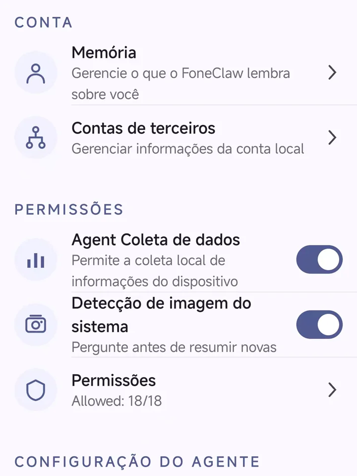 Permissões transparentes